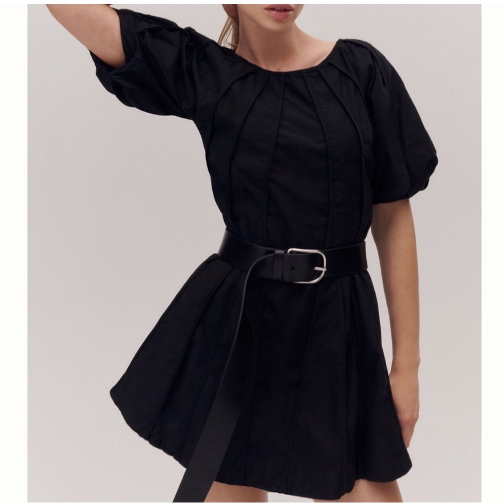 Aureta Puff-Sleeve Seamed A-Line Dress size XXS